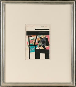 GIUSEPPE NAPOLI (New York, 1929-1967), "Morton Feldman"., Collage on paper, 8" x 5.5" sight. Framed