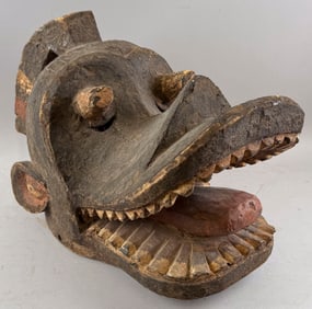 NIGERIAN MAMBILA MASK Height 12". Width 18.5". Depth 10".