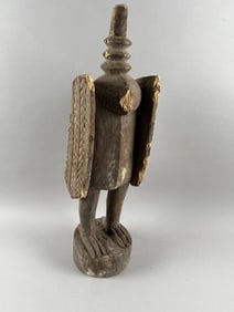 AFRICAN TRIBAL CARVING OF A LULUA CHIEF WARRIOR Height 23".