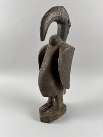 IVORY COAST CARVED SENUFO HORNBILL FIGURE Height 16".
