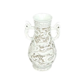 CHINESE BLANC DE CHINE PORCELAIN VASE Late 19th Century Height 8".