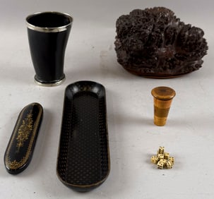 SIX COLLECTIBLE ITEMS 19th and 20th Century Cup height 4.5".