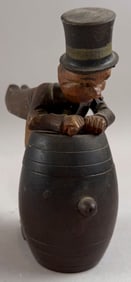 CARVED WOODEN FIGURAL CIGARETTE OR MATCHSTICK HOLDER Italy, First Half of the 20th Century Height