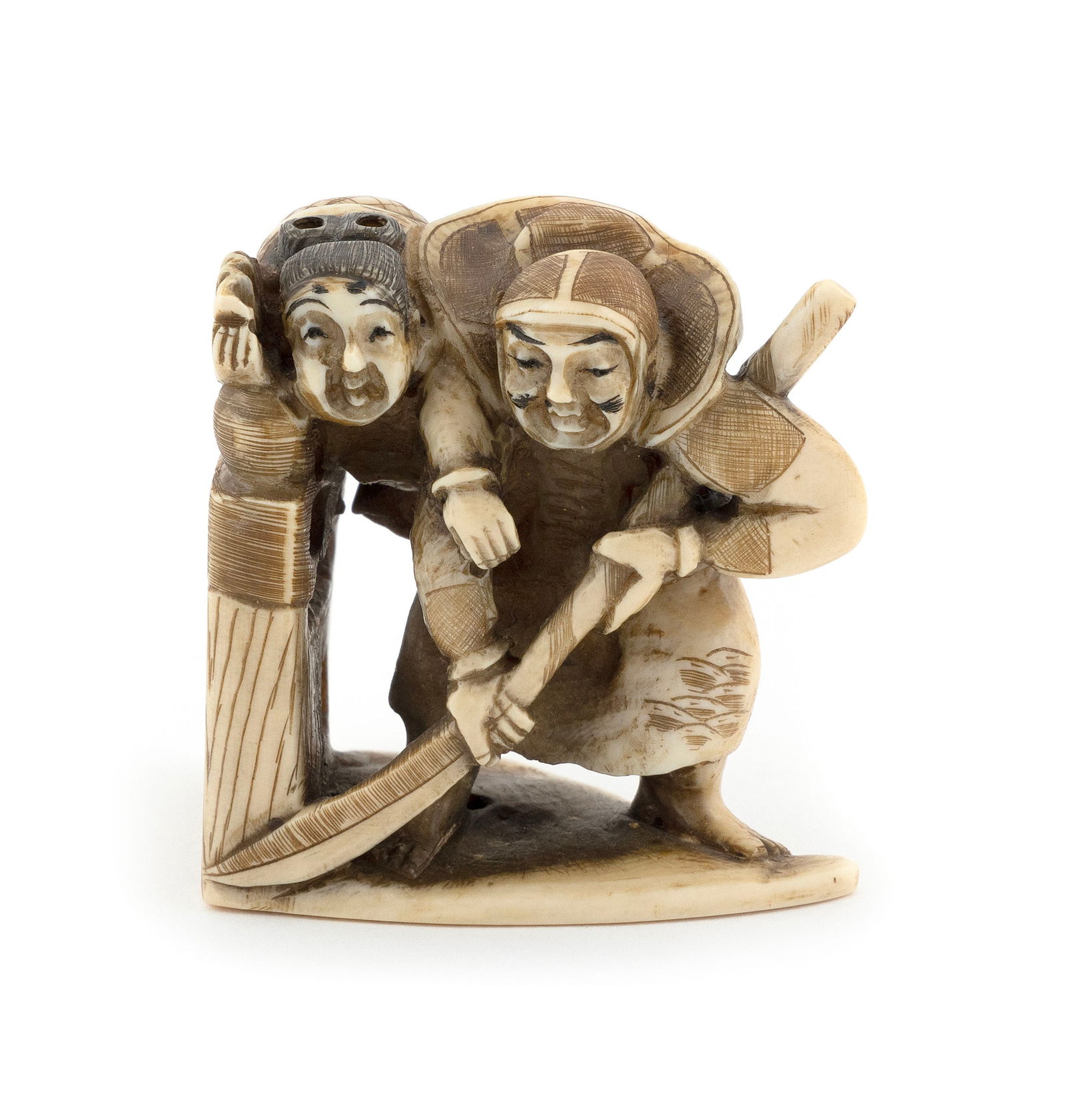 JAPANESE CARVED IVORY NETSUKE Late 19th Century Height 2". (1 of 5)