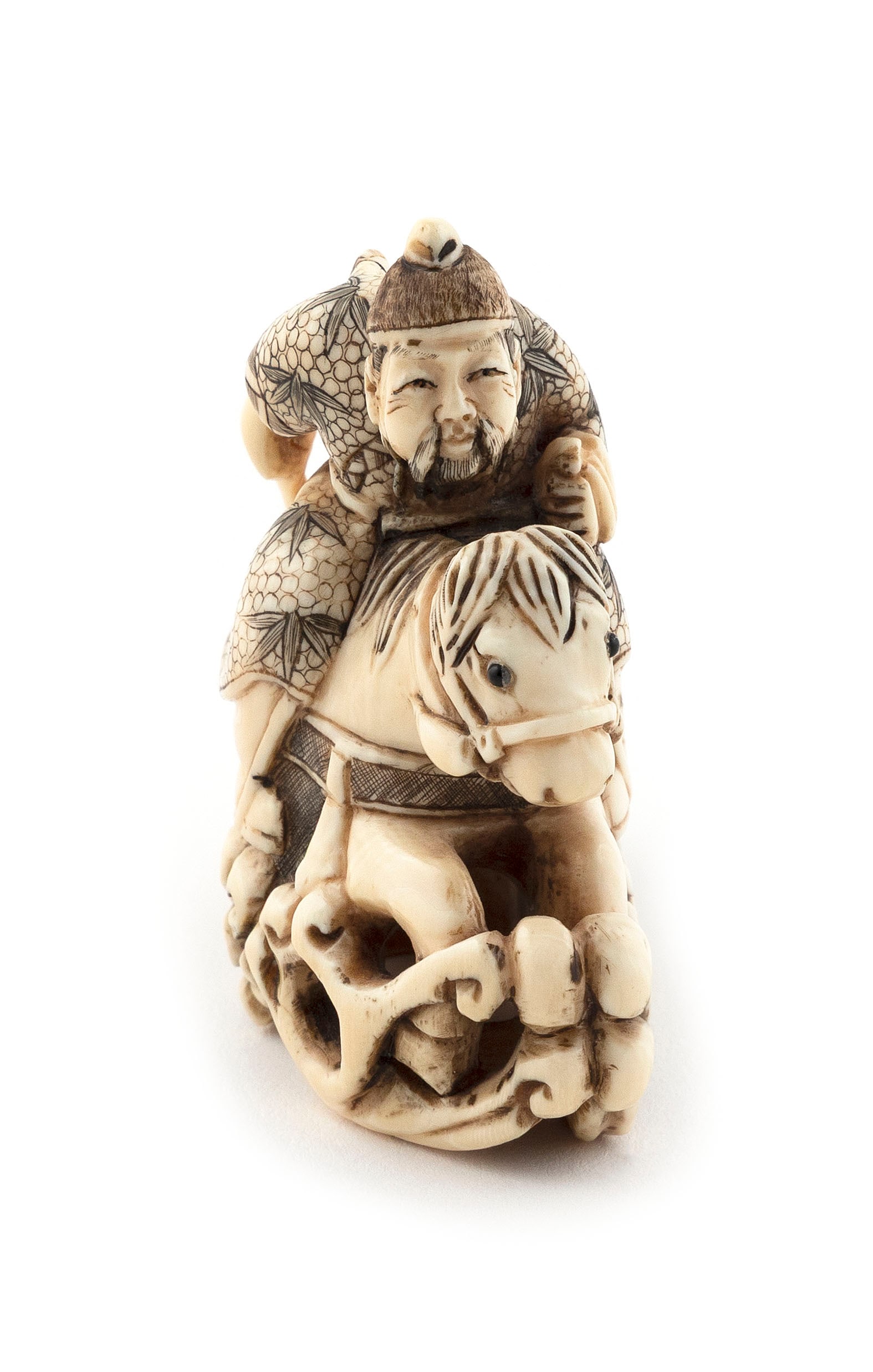 JAPANESE CARVED IVORY NETSUKE BY GYOKUSHO Late 19th Century Height 2.125". (1 of 5)