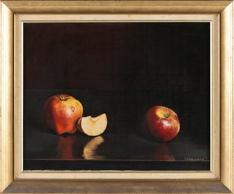 P. FORTUNATO (Italy, 20th Century), Still life of apples., Oil on canvas, 16" x 20". Framed 20" x