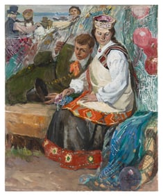 ALEXANDER GEORGIEVICH GULYAEV (Russian Federation, 1917-1995), Seaside festival., Oil on canvas, 43"