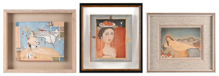 HELOISA NOVAES (Brazil/France, 1953-), Three portraits:, Two mixed media on board and one mixed