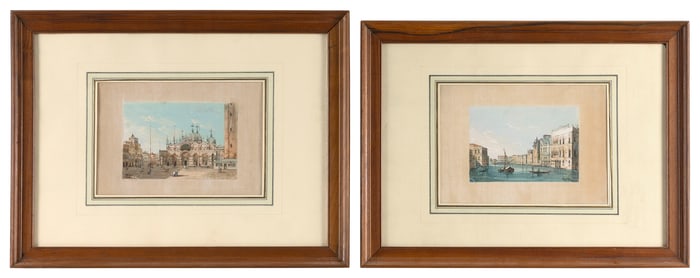 FELIX FRANCOIS GEORGES PHILIBERT ZIEM (France, 1821-1911), Pair of Venetian scenes:, Watercolors and