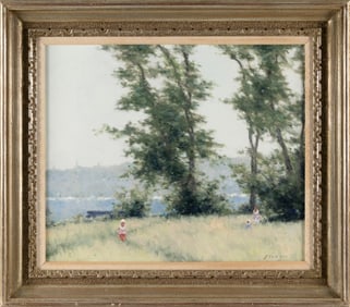 ANDRE (GITTELSON) GISSON (New York/Connecticut/France, 1921-2003), Figures in a meadow., Oil on