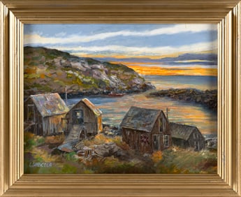 LINDA SINACOLA (Massachusetts, Contemporary), "Old Mohegan, ME"., Oil on canvas, 14" x 18". Framed