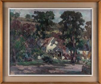 MARIA VERONICA LISZT (Massachusetts, 1902-1992), "Barburgh Lane, Gloucester"., Oil on board, 29" x