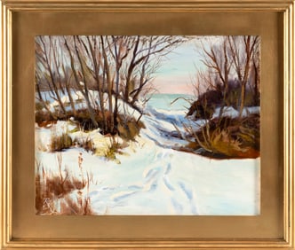 RUSS WEBSTER (Massachusetts, 1904-1984), "Beach Dunes"., Oil on canvas board, 16" x 20". Framed 22"