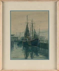 BRIAN TRUELOVE (Massachusetts/Scotland, 20th Century), Rainy day, Gloucester, Massachusetts.,