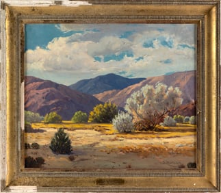 AMERICAN SCHOOL (20th Century,), "The Desert in June 1956"., Oil on canvas, 25" x 30". Unframed.