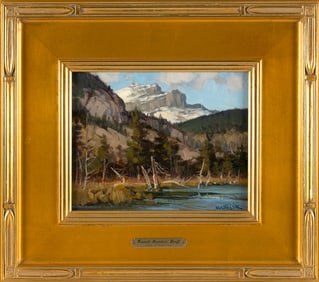 PAUL STRISIK (Massachusetts, 1918-1998), "Cascade Mtn, Banff"., Oil on masonite, 8" x 10". Framed