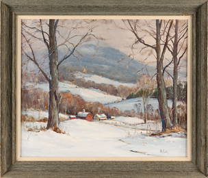 OTIS PIERCE COOK, JR. (Massachusetts, 1900-1980), New England winter., Oil on canvas, 25" x 30".