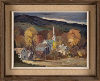 OTIS PIERCE COOK, JR. (Massachusetts, 1900-1980), "Pownal, Vt."., Oil on board, 11.5" x 15". Framed