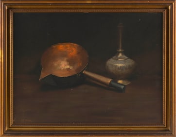 ADDISON THOMAS MILLAR (New York/Connecticut/Ohio, 1860-1913), Still life of brass objects., Oil on