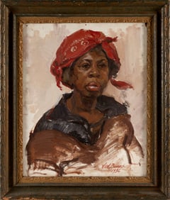 W. BENEDICT (Circa 1936,), Portrait of a woman., Oil on board, 20" x 16". Framed 25.5" x 21".