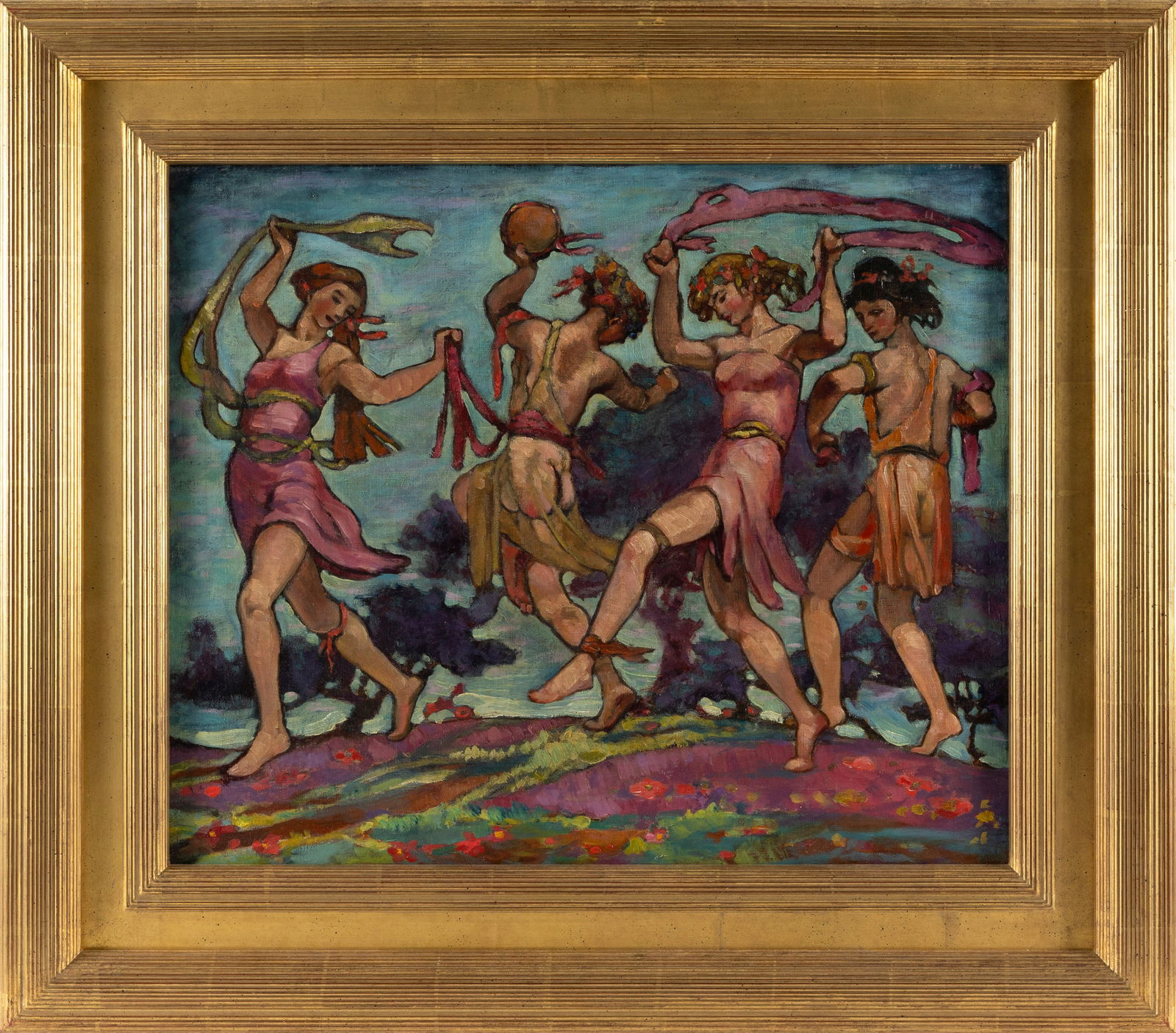 CLEO DAMIANAKES (California/New York, 1895-1979), Four figures dancing., On canvas, 20" x 24". (1 of 2)