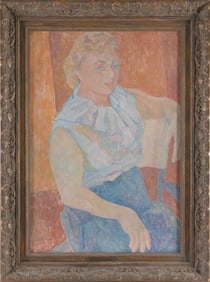 LIZA FONER (New York, 1909-2005), "Portrait of Rochelle"., Oil on canvas, 30" x 20.25". Framed 37" x