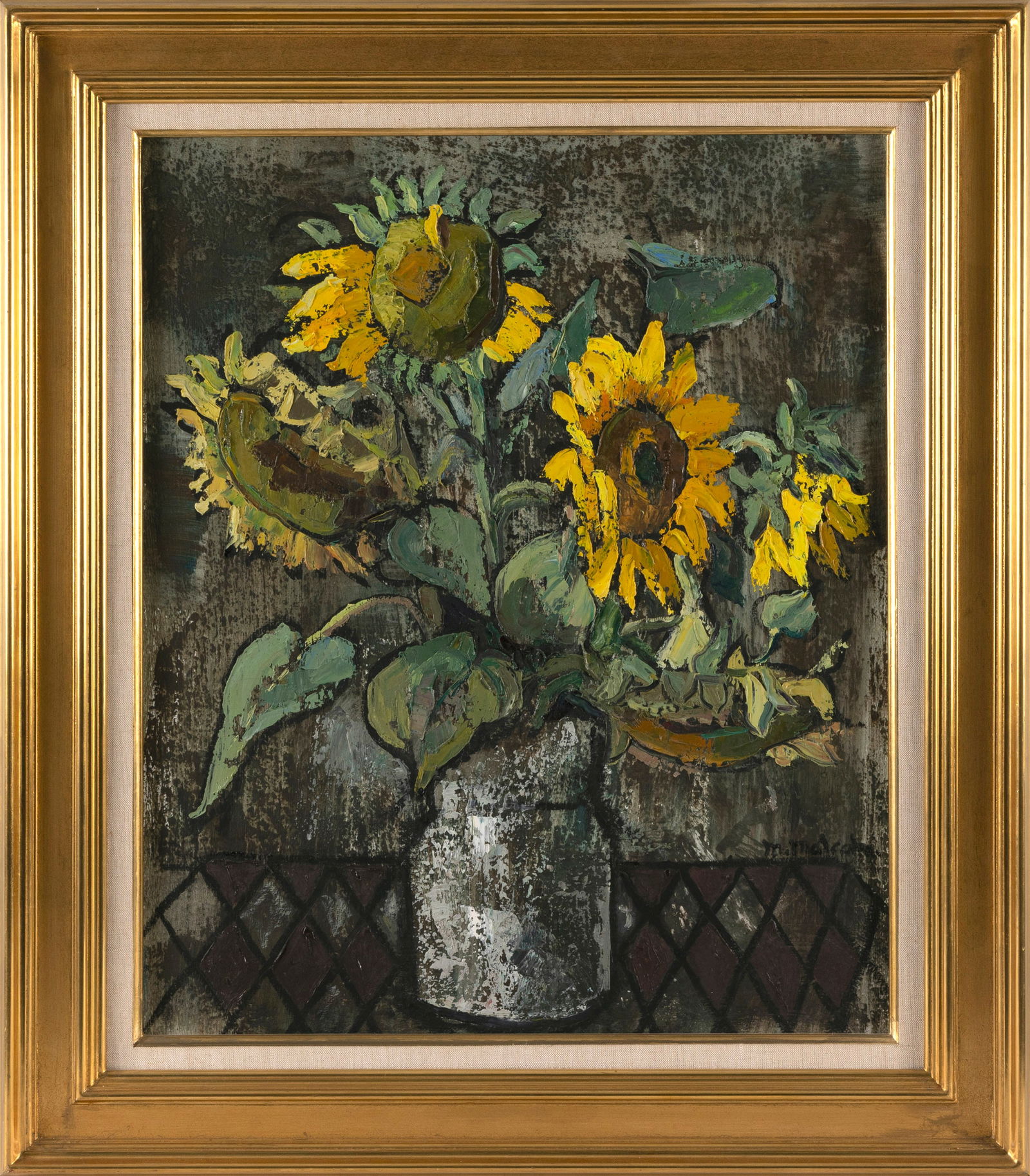 MARY MALCOLM-KLUGE (America, 1910-2003), Bouquet of sunflowers., Oil on canvas, 24" x 20". Framed (1 of 2)