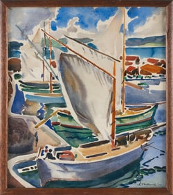 ROBERT HALLOWELL (New York/Colorado, 1886-1939), "From a Window, St. Tropez"., Watercolor on paper,