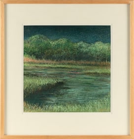 CAPE COD SCHOOL (Contemporary,), Cape Cod landscape with phragmites., Pastel on paper, 12.5" x 12.5"
