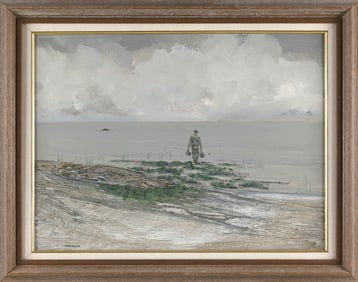 DONN DEVITA (Massachusetts/New York, 1931-2010), "Low Tide"., Tempera on masonite, 18" x 24". Framed