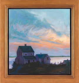 MARY MOQUIN (Massachusetts, Contemporary), "Evening Clouds"., Oil on panel, 17" x 16". Framed 24" x