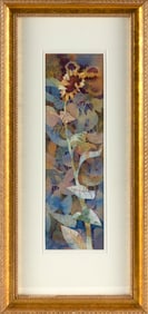 KELY KNOWLES (America, 20th/21st Century), Sunflower., Watercolor on paper, 13" x 3.5". Framed