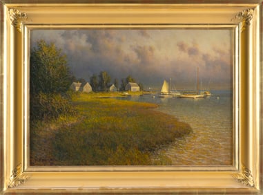 WILLIAM P. DUFFY (Massachusetts, 1948-), "Nantucket After a Storm"., Oil on canvas, 16" x 24".