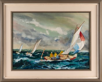 ROBERT DRISCOLL (Massachusetts, 1940-2008), Three sailboats., Watercolor on paper, 20.5" x 28.5"