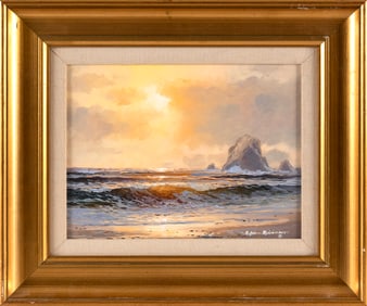 E. JOHN ROBINSON (Oregon/California, 1922-2008), "Evening"., Oil on canvas, 9" x 12". Framed 15" x