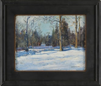 CLARENCE SCOTT WHITE (Massachusetts, 1872-1965), Winter landscape., Oil on board, 11" x 14". Framed