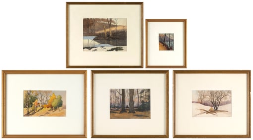 JOSEPH HARRY WHEATER (Massachusetts, 1885-1959), Five landscapes:, Watercolors on paper, largest
