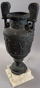 CLASSICAL-STYLE METAL URN Height 16".