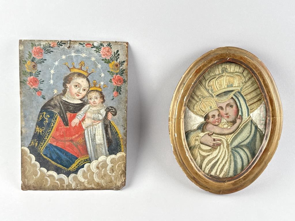 TWO PIECES OF RELIGIOUS ART Early and Late 19th Century (1 of 4)