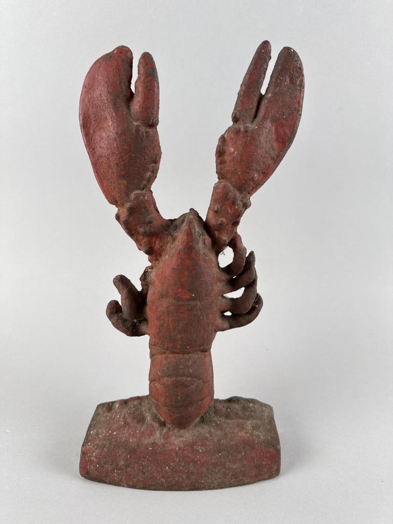 CAST IRON LOBSTER DOORSTOP Early 20th Century Height 12.75". (1 of 3)
