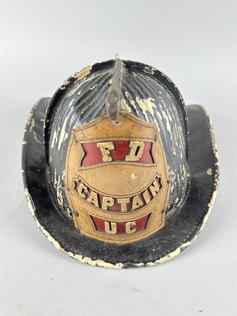 FIRE HELMET Early 20th Century Length 14.5". (1 of 4)