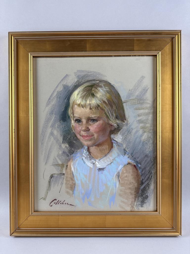 JACK CALLAHAN (Massachusetts, 1911-1983), Portrait of a young girl wearing a blue jumper., Pastel on: JACK CALLAHANMassachusetts, 1911-1983Portrait of a young girl wearing a blue jumper. Signed lower left "Callahan".Pastel on paper, 16" x 20". Framed 21.5" x 25.5".