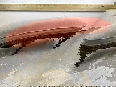 FRENCH-STYLE CARVED WALNUT FIRESIDE BENCH Early 20th Century Height 18.5". Length 60". Depth approx.