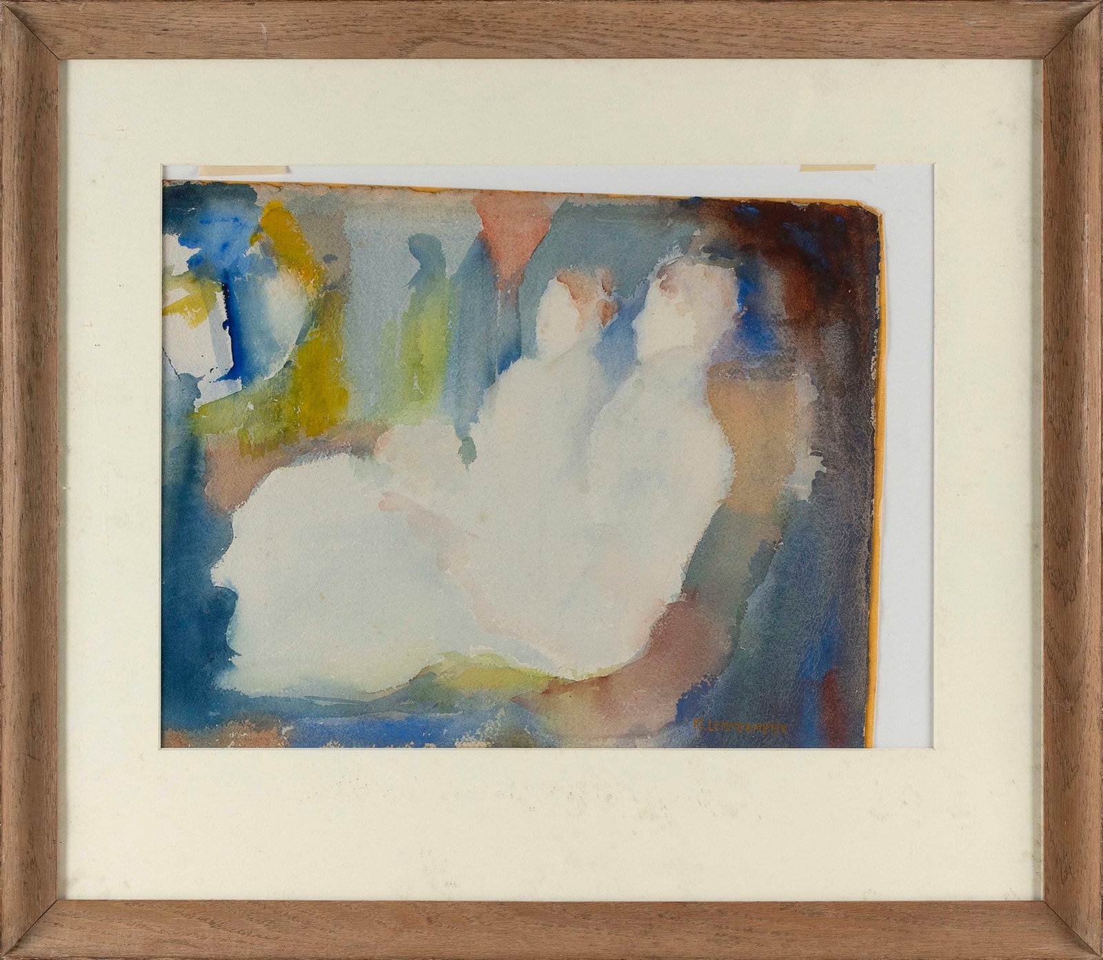 MICHAEL LEMMERMEYER (America, 1891-1970), Seated figures., Watercolor on paper, 14" x 20" sight.: MICHAEL LEMMERMEYER America, 1891-1970 Seated figures. Signed lower right "M. Lemmermeyer". Watercolor on paper, 14" x 20" sight. Framed 24" x 29".