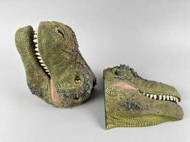 PAIR OF DINOSAUR'S HEAD BOOKENDS Contemporary Heights 9.5". Widths 8.75".