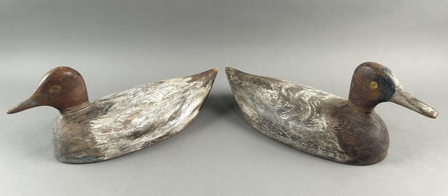 PAIR OF BLUEBILL DECOYS Early 20th Century Lengths 14.5".