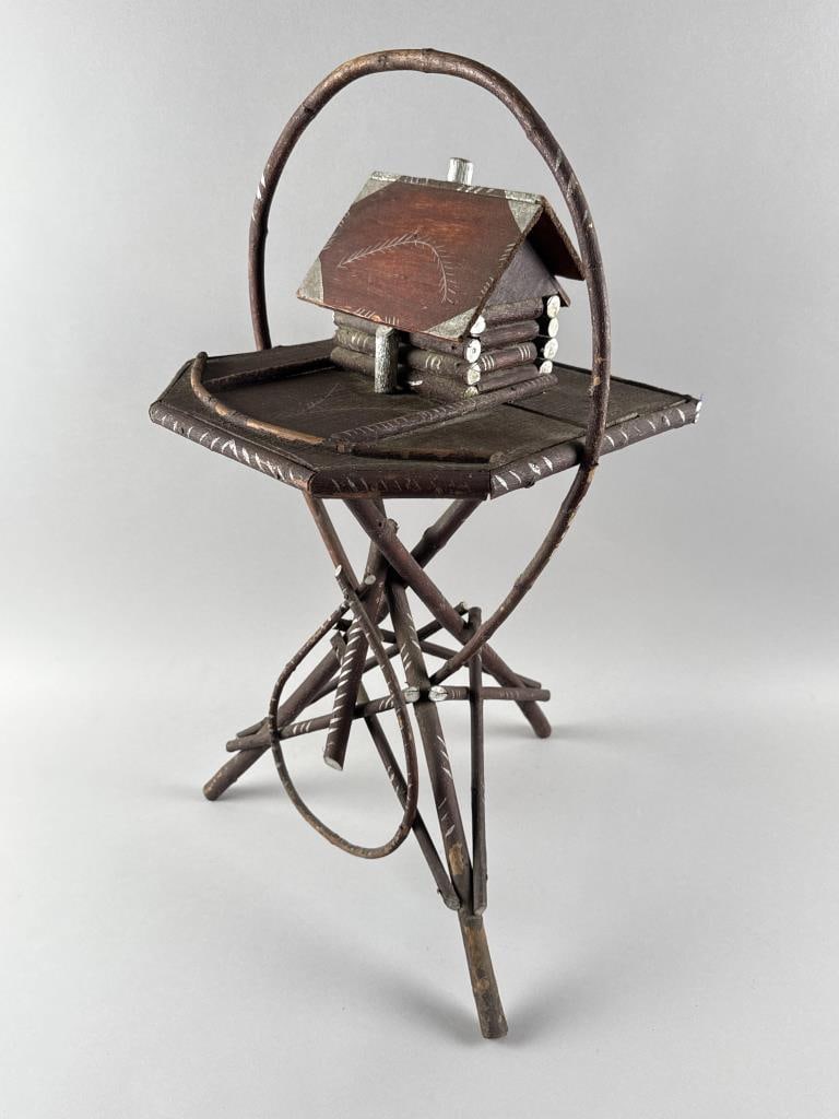 ADIRONDACK SIDE TABLE Late 19th/Early 20th Century Height 26". Width 13". (1 of 4)