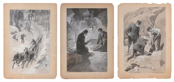 CHARLES GEORGE COPELAND (Massachusetts/Maine, 1858-1945), Three dramatic illustrations., On paper,