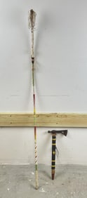 TWO NATIVE AMERICAN BEADWORK ITEMS 20th Century Lengths 18" and 57".