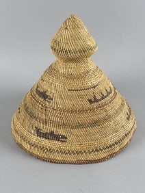 NOOTKA WOVEN SPRUCE ROOT WHALER'S HAT Northwest Coast, Circa 1920 Height 10.5".